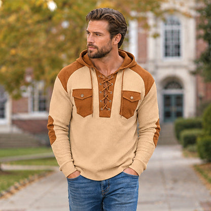 ✨Men's Casual Waffle Knit Hooded Sweatshirt– Cosy, Casual & Effortlessly Stylish