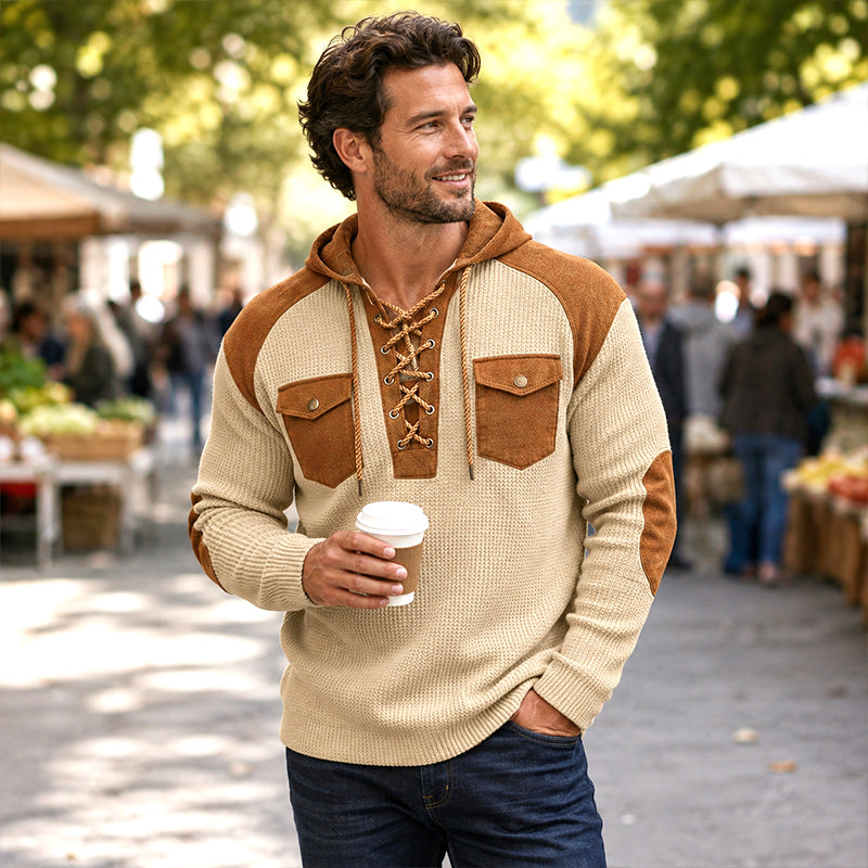 ✨Men's Casual Waffle Knit Hooded Sweatshirt– Cosy, Casual & Effortlessly Stylish