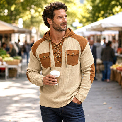 ✨Men's Casual Waffle Knit Hooded Sweatshirt– Cosy, Casual & Effortlessly Stylish