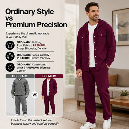 🧥Men's Casual Waffle Hooded Jacket & Pants Set – Casual Comfort & Effortless Style
