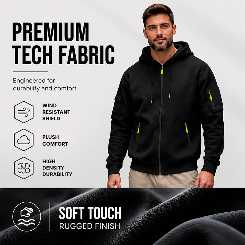 🍂 Men’s Full-Zip Hooded Cargo Jacket – Rugged, Practical & Effortlessly Stylish