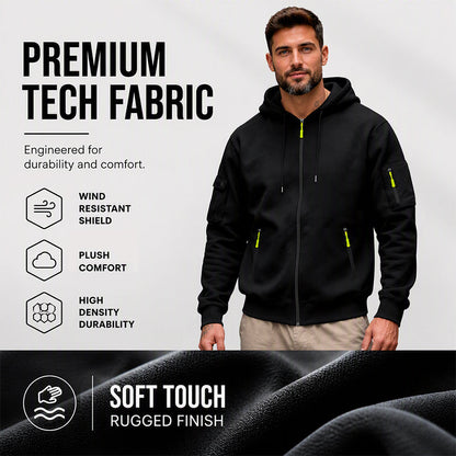 🍂 Men’s Full-Zip Hooded Cargo Jacket – Rugged, Practical & Effortlessly Stylish