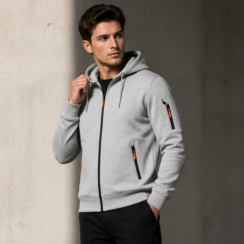 🍂 Men’s Full-Zip Hooded Cargo Jacket – Rugged, Practical & Effortlessly Stylish