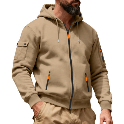 🍂 Men’s Full-Zip Hooded Cargo Jacket – Rugged, Practical & Effortlessly Stylish