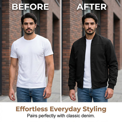 🧥Men's Classic Bomber Jacket with Zip Front – Timeless, Comfortable & Effortlessly Stylish