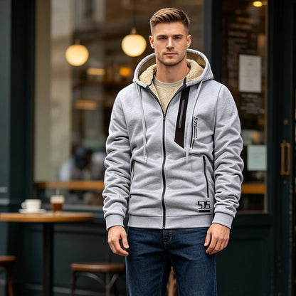 🍂🔥 Men's Thick Plush-Lined Hooded Warm Jacket – Thick, Warm & Comfortable