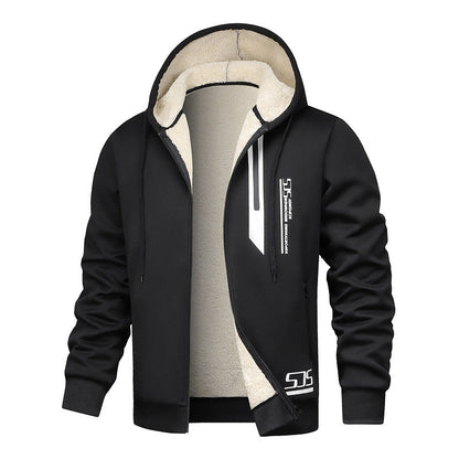 🍂🔥 Men's Thick Plush-Lined Hooded Warm Jacket – Thick, Warm & Comfortable