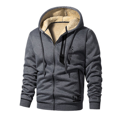 🍂🔥 Men's Thick Plush-Lined Hooded Warm Jacket – Thick, Warm & Comfortable