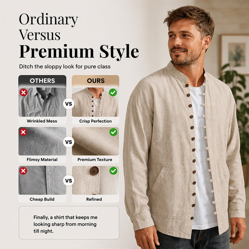 👕 Men's Casual Long Sleeve Stand Collar Shirt – Smart, Comfortable & Effortlessly Stylish