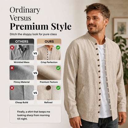 👕 Men's Casual Long Sleeve Stand Collar Shirt – Smart, Comfortable & Effortlessly Stylish