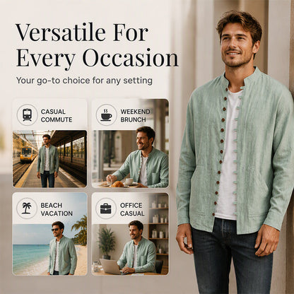👕 Men's Casual Long Sleeve Stand Collar Shirt – Smart, Comfortable & Effortlessly Stylish