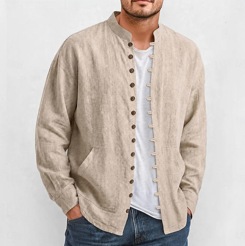 👕 Men's Casual Long Sleeve Stand Collar Shirt – Smart, Comfortable & Effortlessly Stylish