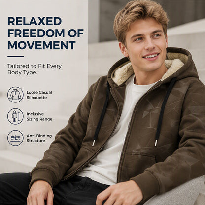 ❄️🔥 Men’s Winter Fleece Lined Zip Up Hoodie Jacket – Warm, Cosy & Effortlessly Versatile