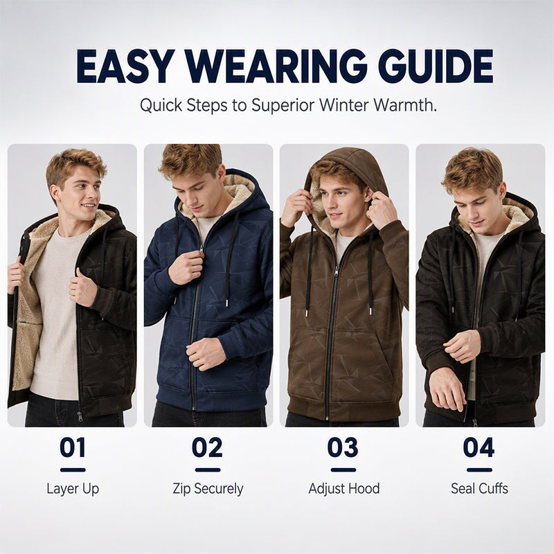 ❄️🔥 Men’s Winter Fleece Lined Zip Up Hoodie Jacket – Warm, Cosy & Effortlessly Versatile