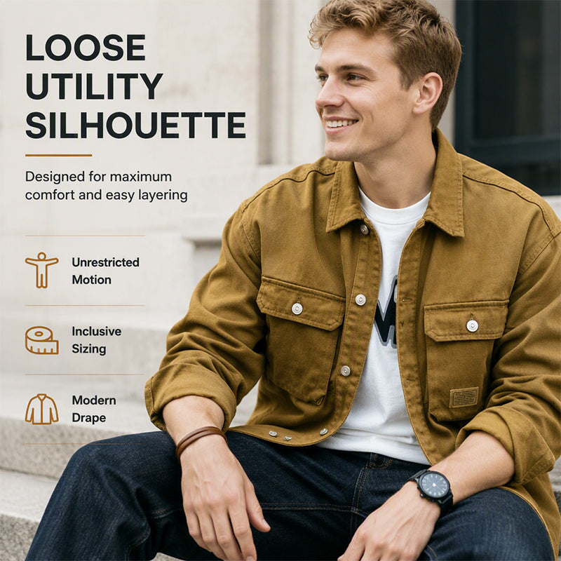 🍂✨Men's Classic  Loose Fit Cargo Jacket – Rugged, Comfortable & Effortlessly Stylish