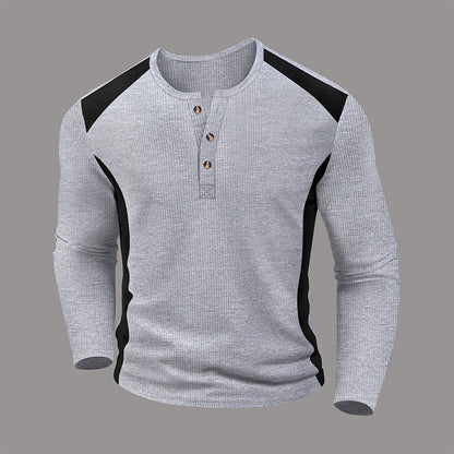 👕Men's Color Block Waffle Knit Henley Shirt – Smart, Comfortable & Effortlessly Stylish