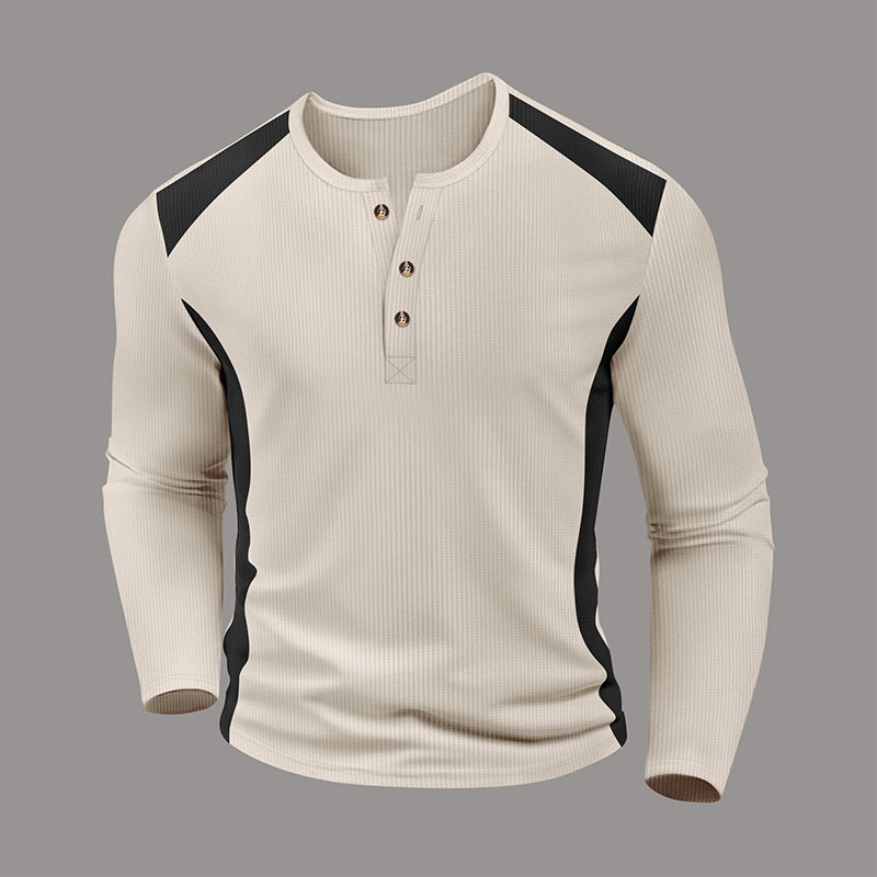 👕Men's Color Block Waffle Knit Henley Shirt – Smart, Comfortable & Effortlessly Stylish