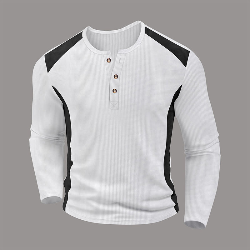👕Men's Color Block Waffle Knit Henley Shirt – Smart, Comfortable & Effortlessly Stylish