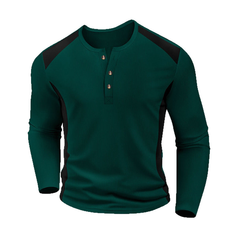 👕Men's Color Block Waffle Knit Henley Shirt – Smart, Comfortable & Effortlessly Stylish