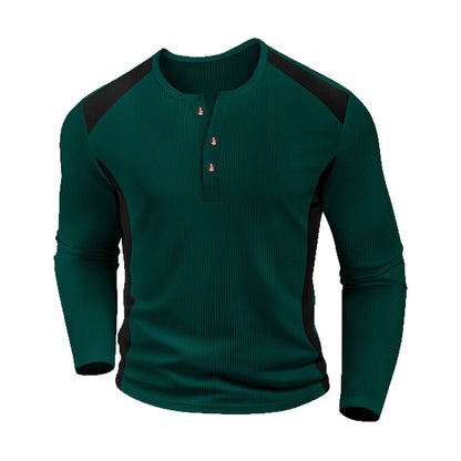 👕Men's Color Block Waffle Knit Henley Shirt – Smart, Comfortable & Effortlessly Stylish