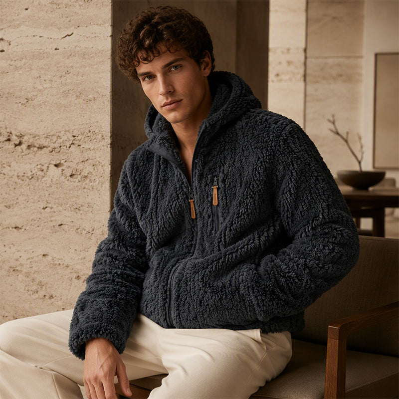 Men's Hooded Fleece Zipper Jacket ✨
