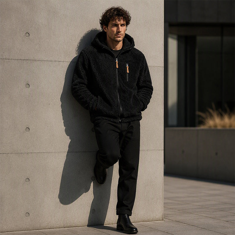 Men's Hooded Fleece Zipper Jacket ✨