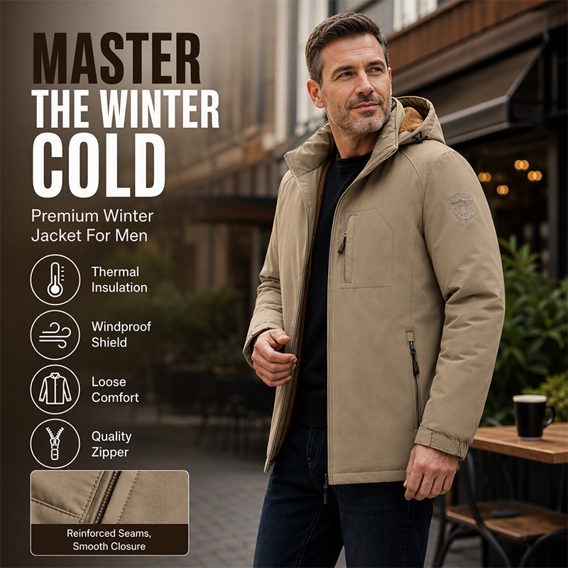 🧥 🌧️ Men's Winter Warm Waterproof Hooded Jacket