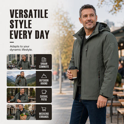 🧥 🌧️ Men's Winter Warm Waterproof Hooded Jacket