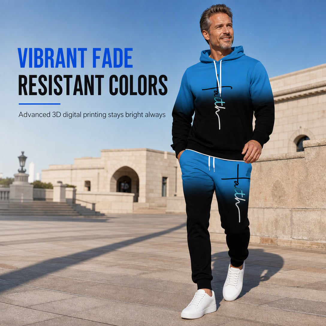 🎨 Men's 3D Digital Print Long Sleeve Hooded Sweatshirt and Pants Set Loose Fit Tracksuit for Spring and Autumn