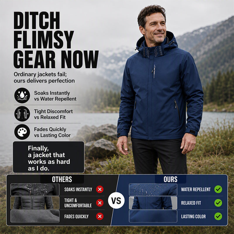 🧥 🌦️ Men's Waterproof Outdoor Hooded Jacket
