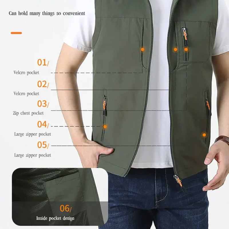 🌦️ Men's Outdoor Multi-pocket Quick-Drying Vest