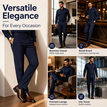 ✨ Hot Sale 50% OFF🔥Men Two Piece Polyester Shirt Pants Set