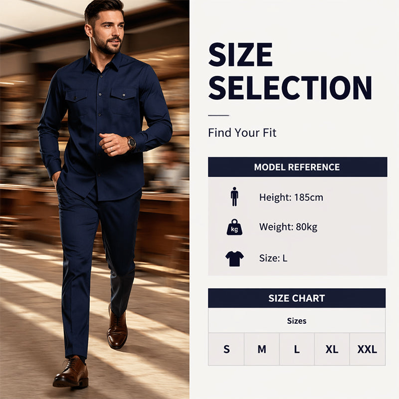 ✨ Hot Sale 50% OFF🔥Men Two Piece Polyester Shirt Pants Set