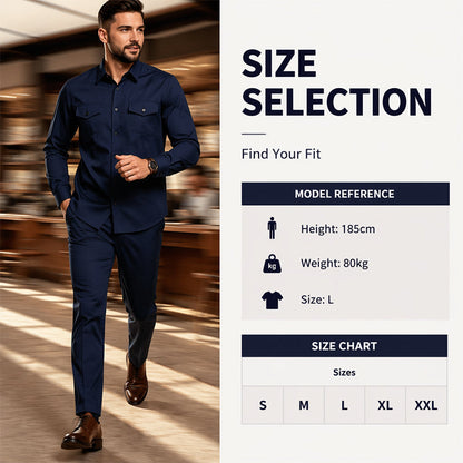 ✨ Hot Sale 50% OFF🔥Men Two Piece Polyester Shirt Pants Set