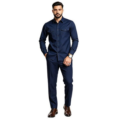✨ Hot Sale 50% OFF🔥Men Two Piece Polyester Shirt Pants Set