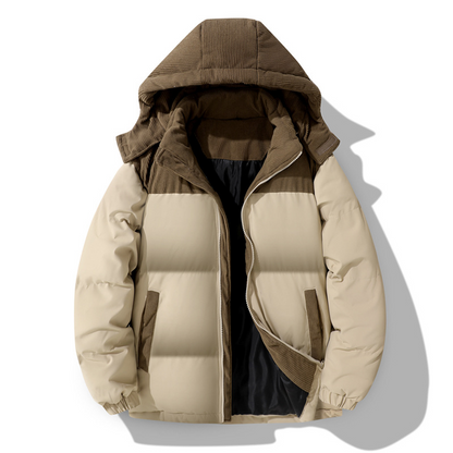 🔥  Men's Winter Color-Block Puffer Hooded Jacket