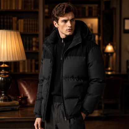 🔥  Men's Winter Color-Block Puffer Hooded Jacket