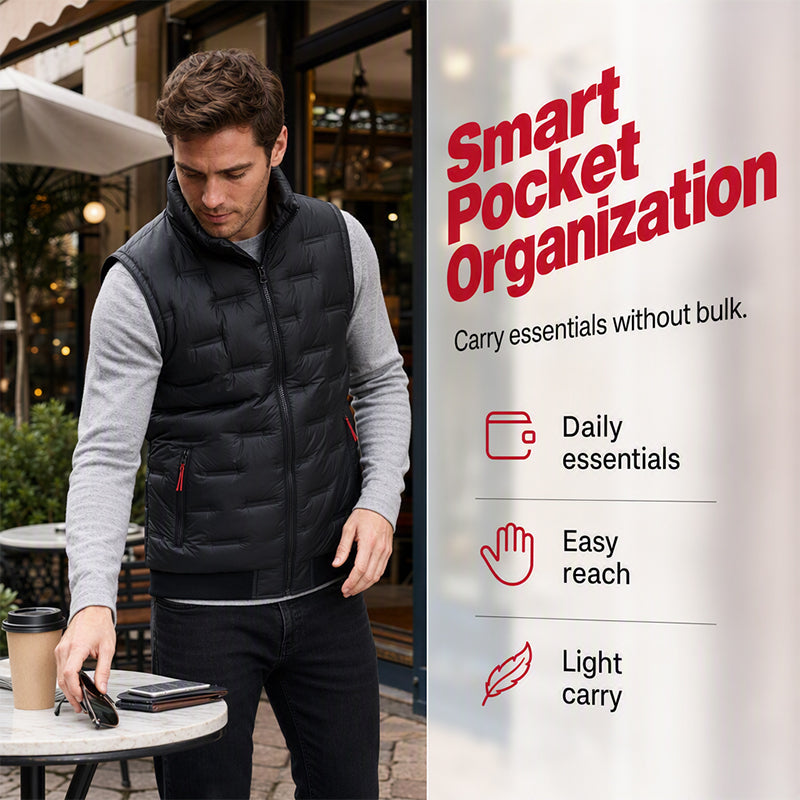 Men’s Insulated Utility Vest – Multi-Pocket Quilted Design for Cold-Weather Layering