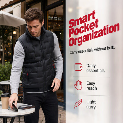 Men’s Insulated Utility Vest – Multi-Pocket Quilted Design for Cold-Weather Layering