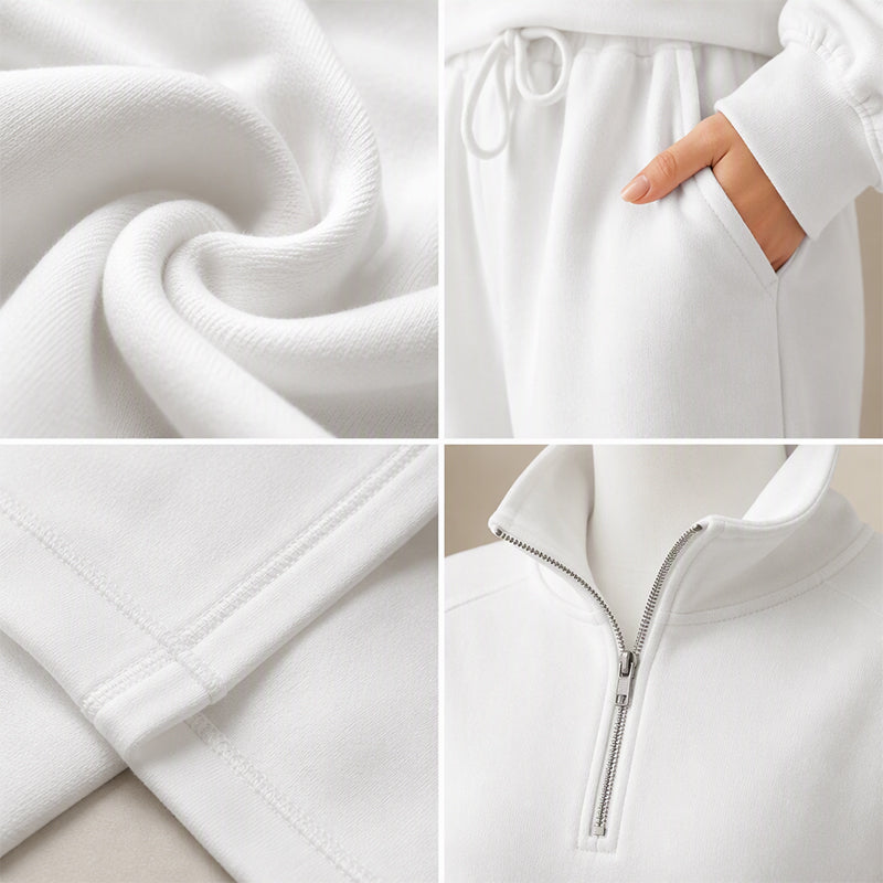 🌸Hot Sale 50% OFF🧶 Women's Lounge Set – Half-Zip Top & Wide-Leg Pants, Soft & Easy