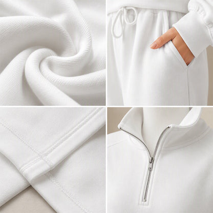 🌸Hot Sale 50% OFF🧶 Women's Lounge Set – Half-Zip Top & Wide-Leg Pants, Soft & Easy