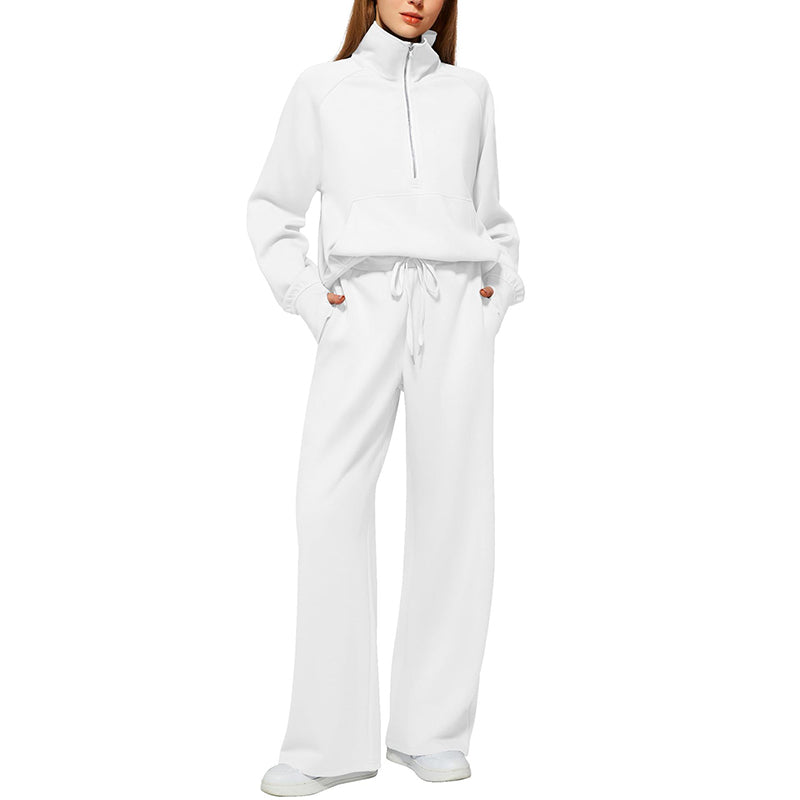 🌸Hot Sale 50% OFF🧶 Women's Lounge Set – Half-Zip Top & Wide-Leg Pants, Soft & Easy