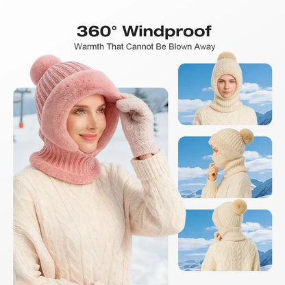 ⏰Black Friday Mega Deal – 50% off!💖Women's Winter One-Piece Knitted Beanie Scarf Mask