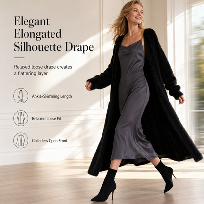 💖 🧸Women's Faux Mink Fleece Long Cardigan Sweater Fluffy Oversized Knit Coat for Autumn and Winter