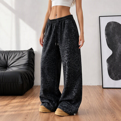 💖Black Friday Mega Deal – 50% off!💖Women's Casual Leopard Print Wide Leg Sweatpants