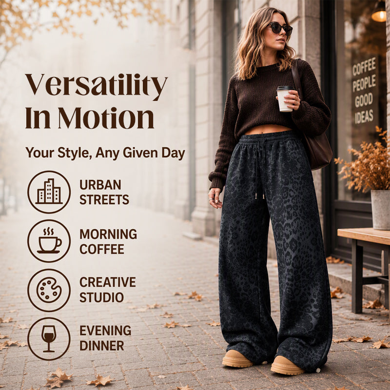 💖Black Friday Mega Deal – 50% off!💖Women's Casual Leopard Print Wide Leg Sweatpants
