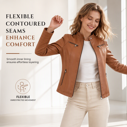✨Women's Faux Leather Biker Lightweight Short Motorcycle Coat for Spring and Autumn