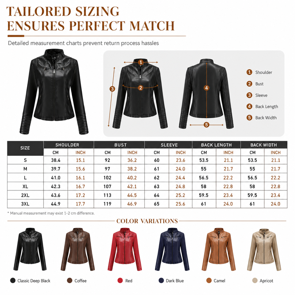 ✨Women's Faux Leather Biker Lightweight Short Motorcycle Coat for Spring and Autumn