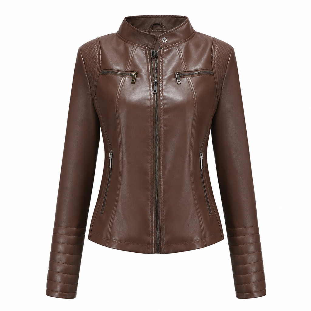 ✨Women's Faux Leather Biker Lightweight Short Motorcycle Coat for Spring and Autumn