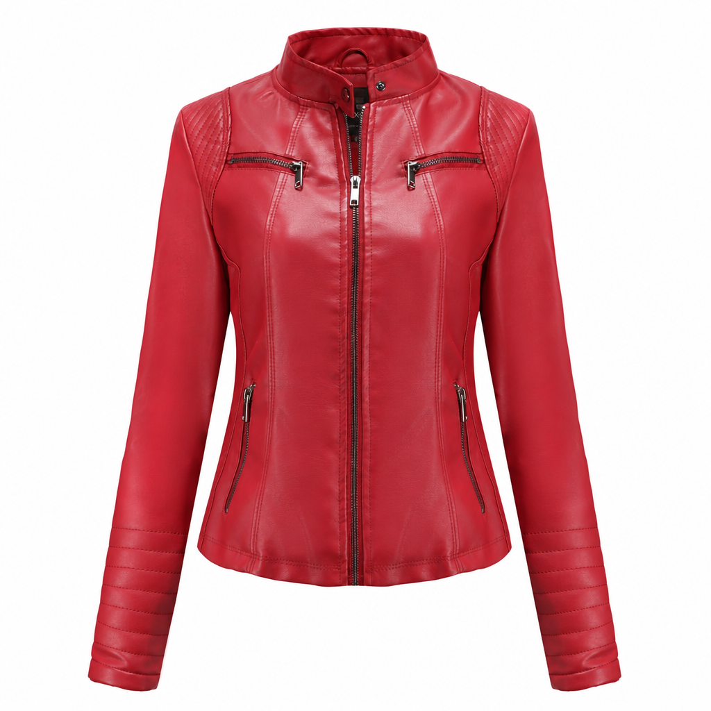 ✨Women's Faux Leather Biker Lightweight Short Motorcycle Coat for Spring and Autumn